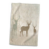 3d Rose Deer Silhouettes Set Against Faded Forest Background