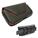 Funda De Cinturón De Cuero Para Celular Rojo / Negro