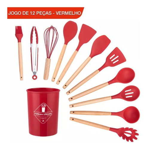 Conjunto De Cozinha De Silicone Utensilios Concha Pegador