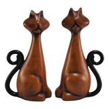 Pareja Gatos Estatua Decoracion Animales Ceramica 