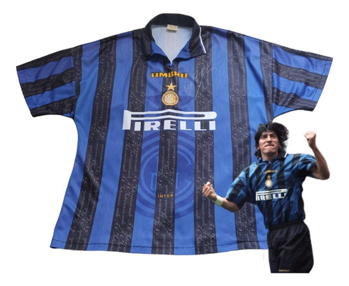 Jersey Inter Milán 1996 97 Firmada Iván Zamorano Real Madrid