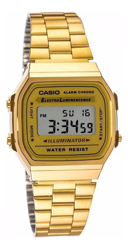 Reloj Casio Retro Vintage A168 Dorado Cronometro Illuminator