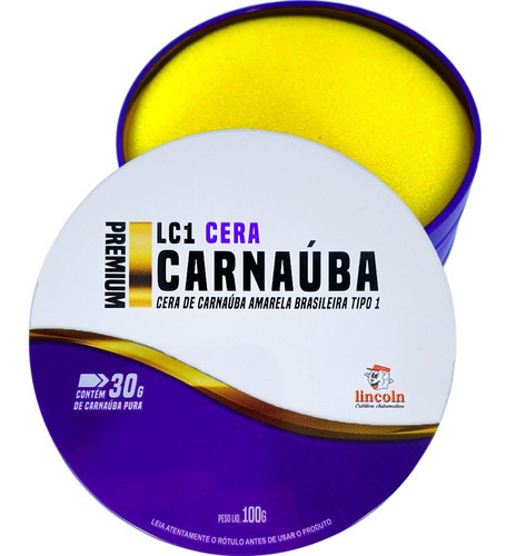 Cera De Carnaúba Automotiva Premium 100g Em Pasta Lincoln