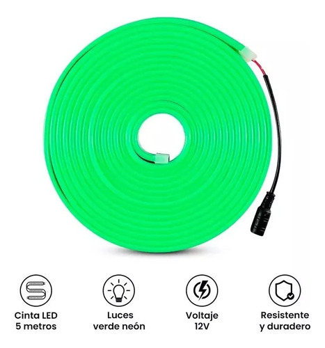 Cinta Neon Led Flexible - 5m - 12v - Luz Verde Fluor