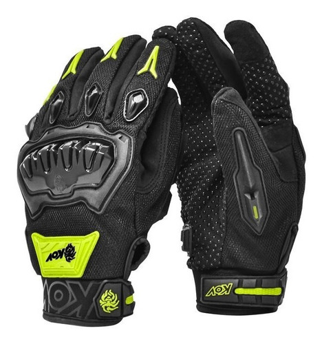 Guantes Para Moto Kov Delta Amarillo Con Limpiador De Mica 