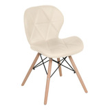 Cadeira Estofada Charles Eames Eiffel Slim Confort Creme