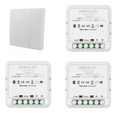 1 Interruptor De Pared 3 Vías Inalámbrico + 3 Receptor Smart