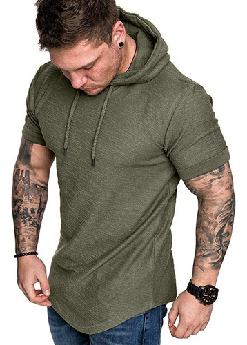 Sudadera Manga Corta De Verano Con Capucha Para Hombre