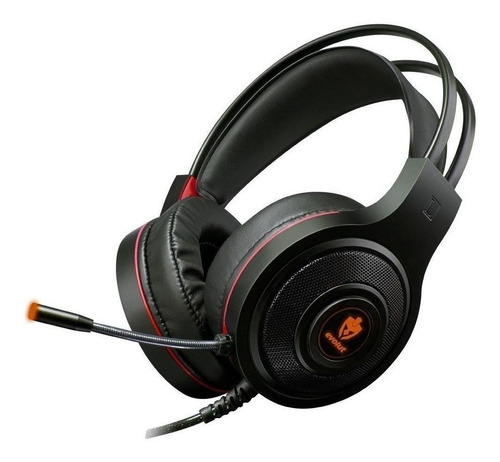 Fone De Ouvido Over-ear Gamer Evolut Têmis Eg301 Preto E Vermelho Com Luz Led