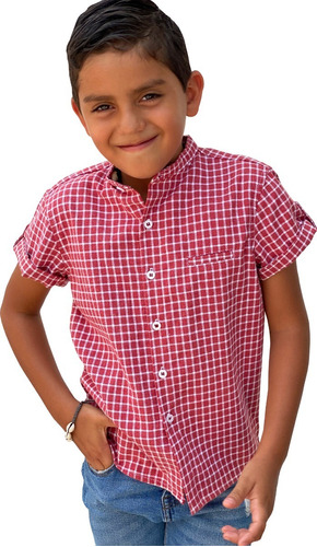 Camisa Niño Algodón Cuello Mao Manga Corta, Varios Colores