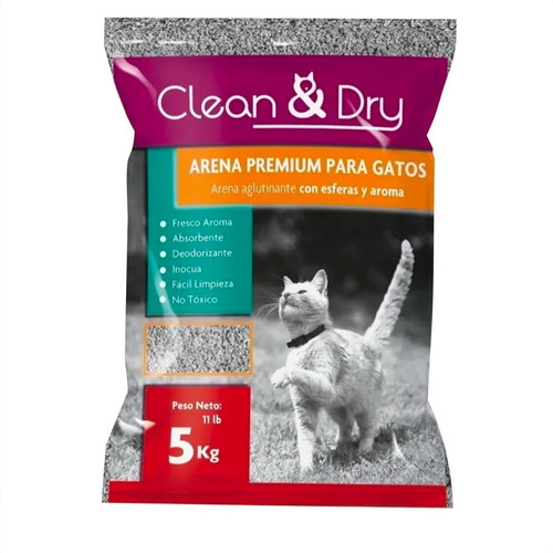 Arena Gato Clean & Dry Premium Con Esferas Y Aroma 15 Kg