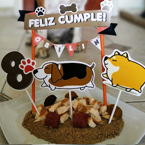 Adorno De Torta Cake Topper Pinchos Perros Beagle Cumpleaños