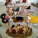 Adorno De Torta Cake Topper Pinchos Perros Beagle Cumpleaños
