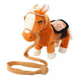 Caballo Grande De Peluche Marrón Con Silla De Montar, 30 Cm