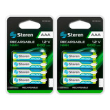 2 Paquetes De 4 Pilas Recargables Aaa De 600mah 1.2v Steren