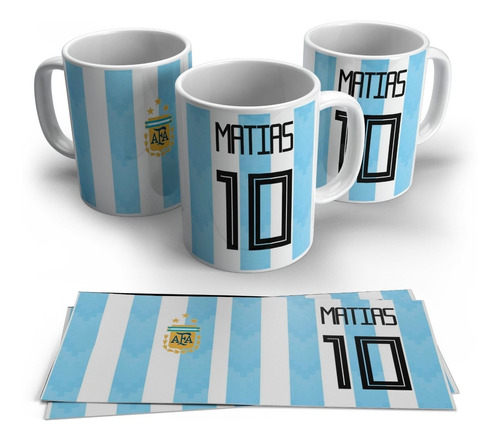 Tazas Plásticas Personalizadas Camiseta Argentina Pack  X3
