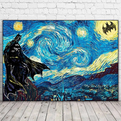 Cuadro Decorativo Batman Noche Estrellada Van Gogh | Meses sin interés