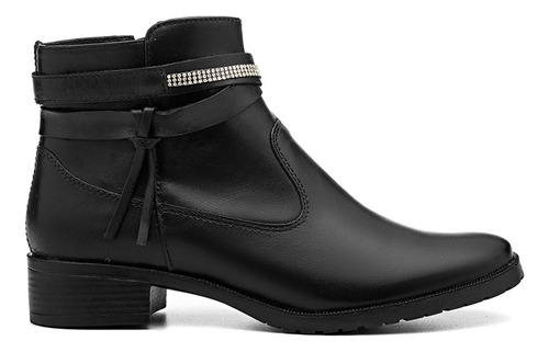 Bota Feminina Metropolitan 261 Em Couro Botinha Cano Curto 