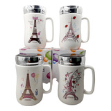 Mug Taza Tapa Espejo Con Diseños De La Torre Eiffel