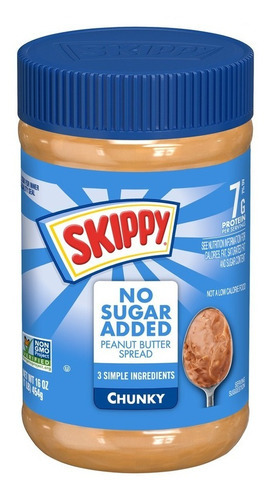 Crema De Cacahuate Skippy Sin Azúcar Chunky (con Trocitos)