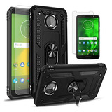 Funda Moto G6 Con Protector De Vidrio Y Soporte - Negro