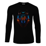 Camiseta Manga Larga Lobo Estilo Neón Animal Inp Lbo