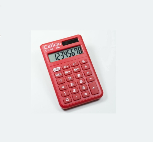 Mini Calculadora Básica Bolsillo Dual Power Celica Ca-08 Red