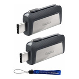 2 Pendrives Sandisk Ultra 64gb Dual Drive Usb Type-c Sdddc2-