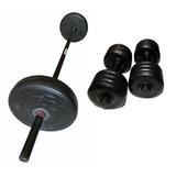 Barra 2 Discos 10 Lbs Y Par De Mancuernas Fijas Ssr Sport