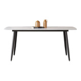 Mesa Comedor Piedra Natural Carrara Con Pata Metal Negra