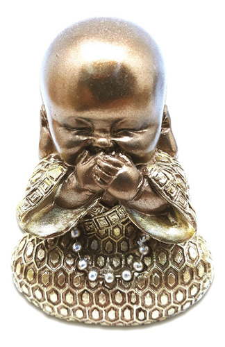 Estátua Buda Mudinho Estatueta Monge 9 Cm Dourado