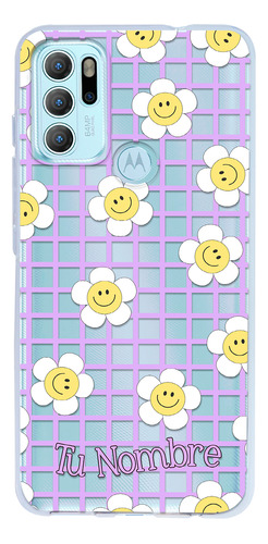 Funda Para Motorola Para Mujer Flores Felices Con Tu Nombre