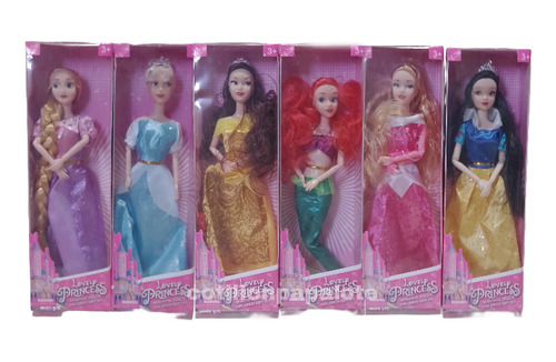 Muñecas X6 Pack Princesas Sirenita Bella Rapunzel Aurora Lee