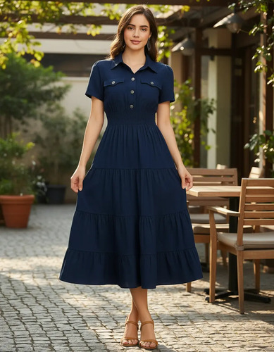 Vestido Largo Con Mangas Elegante