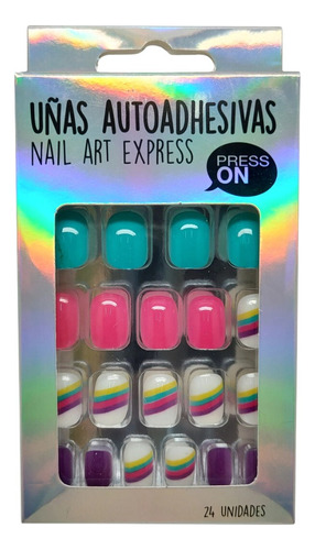 Uñas Autoadhesivas Press On Nail Art Thelma Y Louise 24u Color Arcoiris
