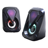 Parlantes Led Rgb Multimedia Para Pc Gamer Speaker E-1053 Color Negro