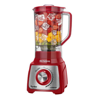 Liquidificador Turbo Inox L1200 1200w Vermelho Mondial 110v | Parcelamento sem juros