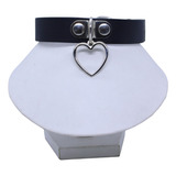 Choker Collar Puas Cuero Sintetico Corazon Kawaii Argolla