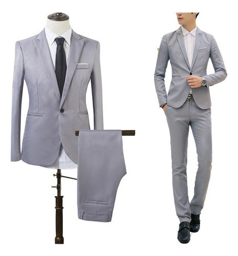 Gris Traje Smoking Hombre Super Slimfit Juego De Dos Piezas