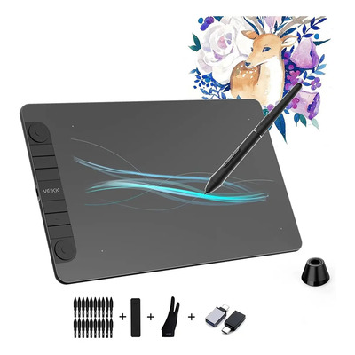 Tableta de Dibujo Gráfico Veikk Vk1060pro Tablet Digitalizadora Color Negro 13.39\