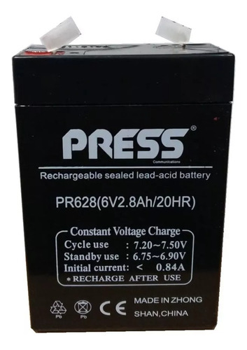 Bateria Gel 6v 2.8ah Amp 20hr Luz Emergencia Recargable