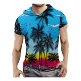 Camiseta U Man Tops Con Estampado De Playa En 3d, Casual, De