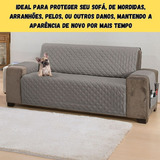 Capa Protetora De Sofa Com 1,50 Assento E Bolso Para Objeto Cor Cinza