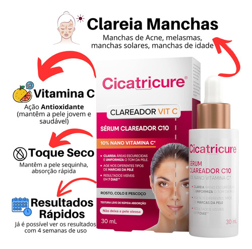 Serum Clareador Facial Cicatricure Vitamina C Para Manchas