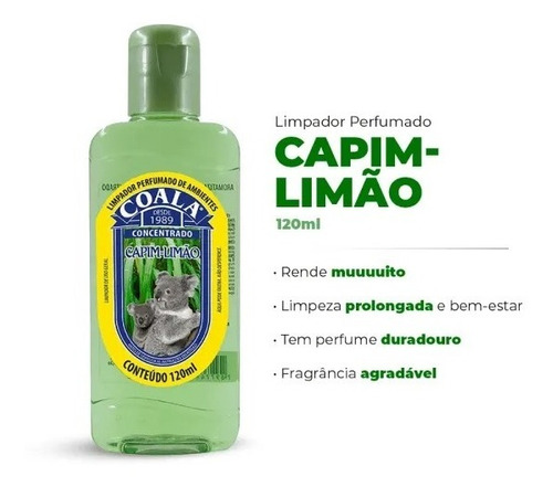 Limpador Concentrado Alto Rendimento Capim Limão Coala 120ml