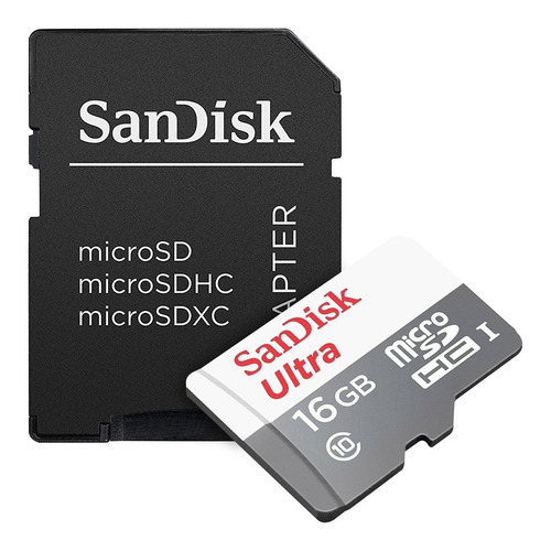 Memoria Microsd 16gb Sandisk Clase 10 Micro Sd 80mb/s Blister C/ Adaptador Sd Gtia Oficial