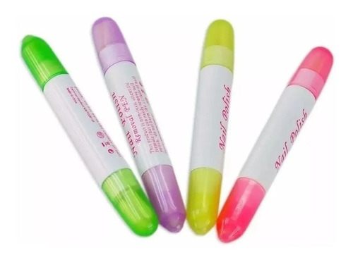 4 Lapiz Corrector De Esmalte Recargable 4 Puntas Uñas Nail