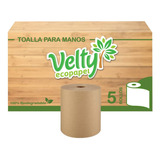 5 Rollo Toalla En Rollo Para Manos Velty Kraft Biodegradable