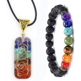 Set 7 Chakras Yoga Brazalete Y Collar Para Hombre Y Mujer