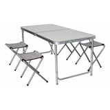 Mesa Plegable Camping Picnic Outdoorz 4 Bancos Valija Jardin